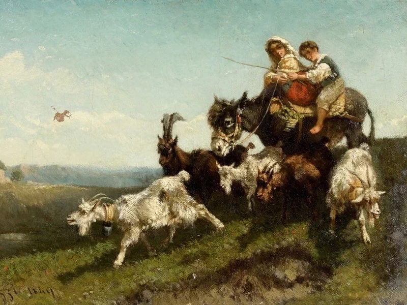 1812-Giuseppe Palizzi - Bambini su un asino
